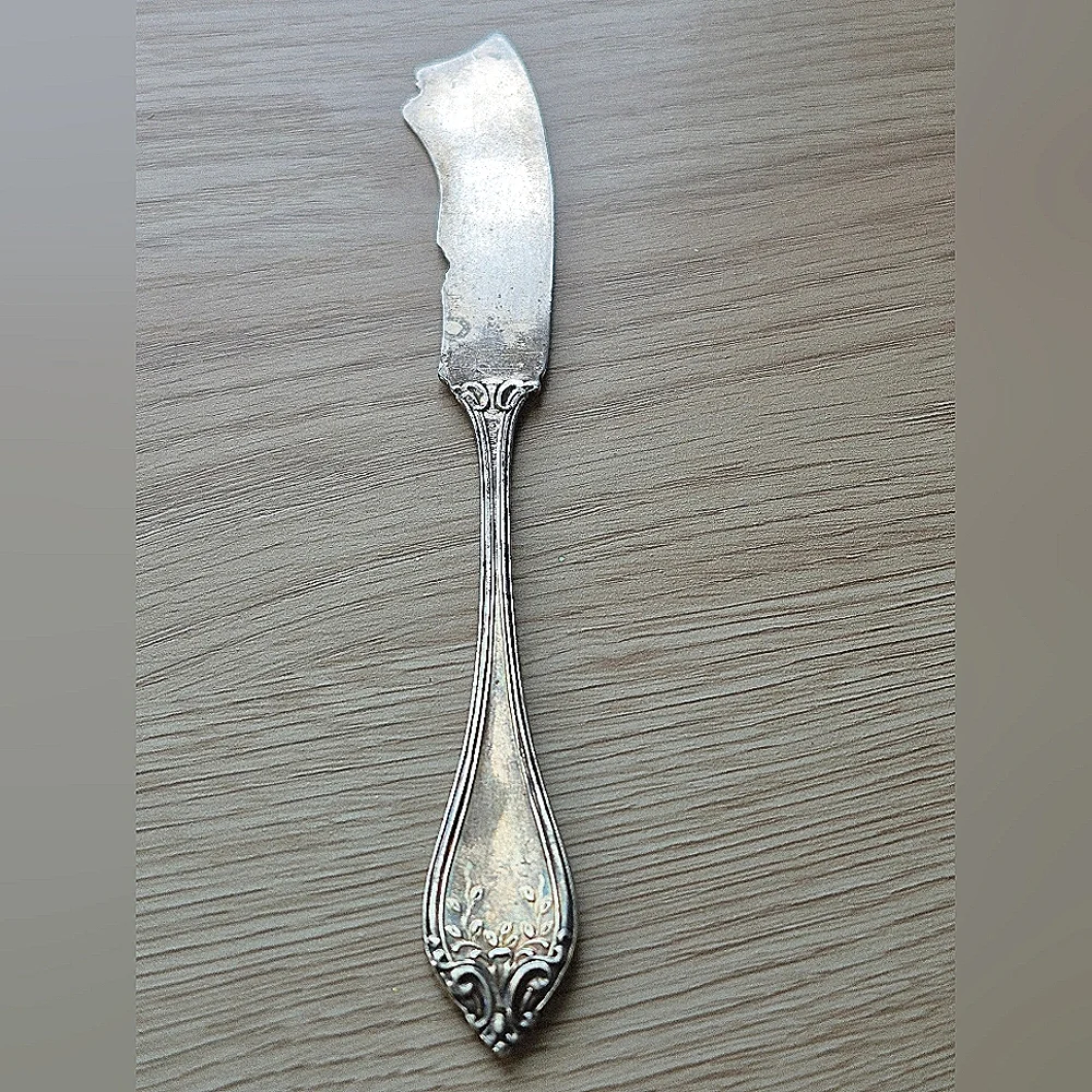 Vintage Silverplate Serving Salad Fork&Antique 1911 Silver Rose Butter Knife